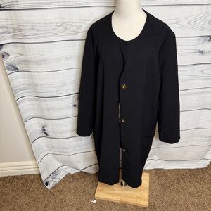 IMAN Black Women's Blazer with Gold Buttons, Long